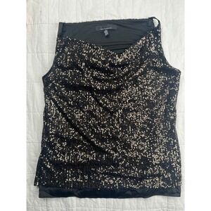 White House Black Market Embellished Sequin Cowl Neck Tank Top M